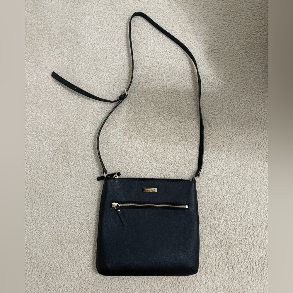 Black Leather Kate Spade Designer Crossbody Bag
